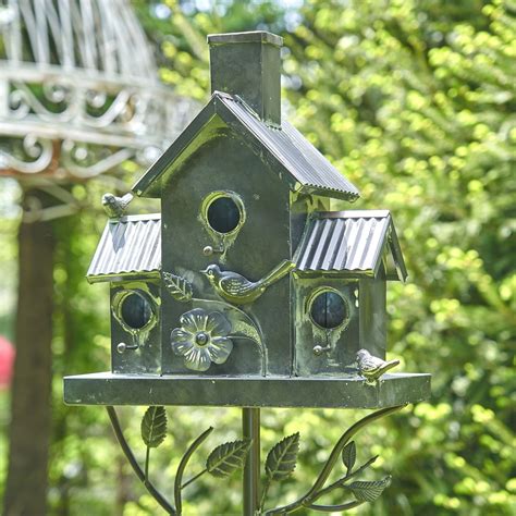 galvanized metal bird houses|metal birdhouse garden stake.